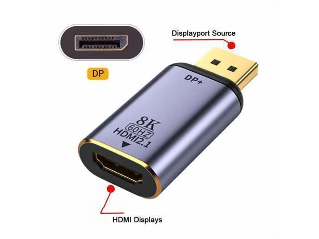 Alt view image 2 of 6 - DisplayPort 1.4 Source to HDMI 2.0 Display 8K 60hz UHD 4K DP to HDMI Male Monitor Adapter Connector DP-055-DPF