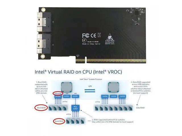 Alt view image 3 of 7 - External Slimline Dual SFF-8654 8X 74Pin to PCIE 16X Express 3.0 PCIE4.0 Raid Card VROC Raid0 Hyper Adapter SA-016-2X