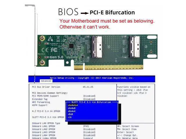 Alt view image 5 of 7 - PCIE5.0 PCI-Express 16x to Dual MCIO 8i Mini Cool Edge IO SFF-TA-1016 VROC Virtual RAID Adapter for Mainboard SSD Graphics Card SF-086-MC04
