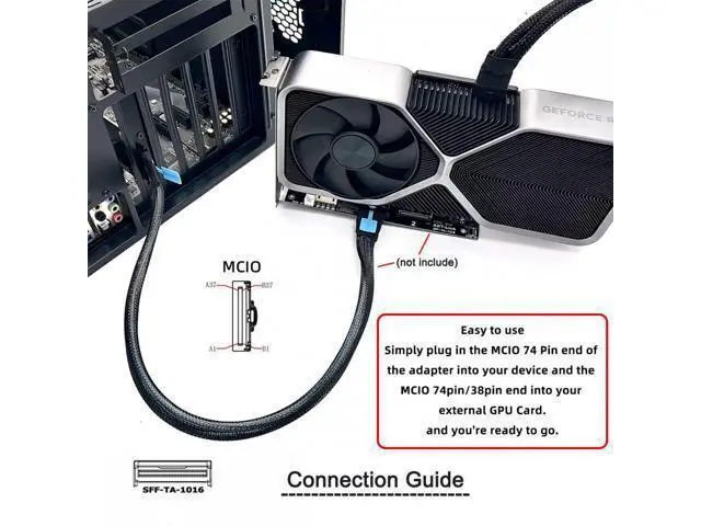 Alt view image 7 of 7 - External MCIO 8i Mini Cool Edge IO SFF-TA-1016 to PCIE5.0 PCI-Express 8x VROC Adapter for Mainboard SSD Graphics Card SF-086-MC05