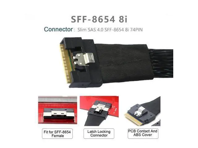 Alt view image 2 of 7 - Oculink PCIe PCI-Express SFF-8611 8i to SFF-8654 8i 8x Slimline SSD Data Active Cable 50cm