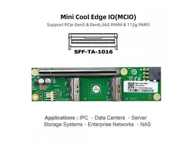 Alt view image 7 of 7 - Dual MCIO 8i Mini Cool Edge IO SFF-TA-1016 to PCIE5.0 PCI-Express 16x VROC Adapter for Mainboard SSD Graphics Card