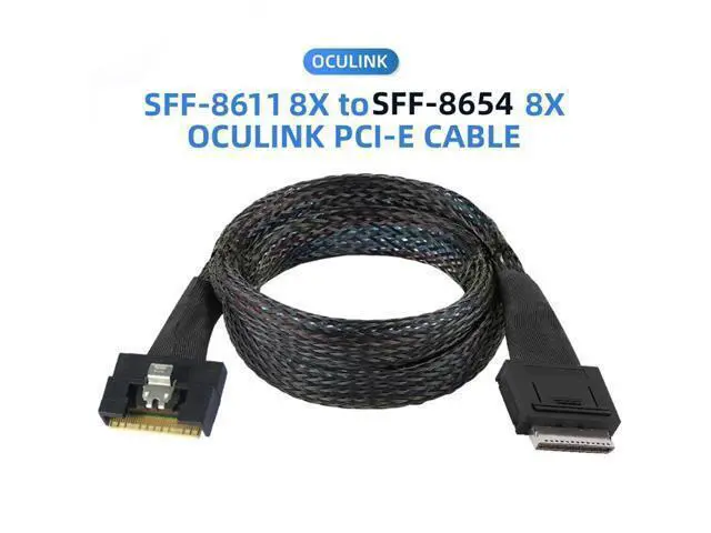 Alt view image 6 of 7 - Oculink PCIe PCI-Express SFF-8611 8i to SFF-8654 8i 8x Slimline SSD Data Active Cable 50cm