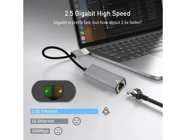 Alt view image 5 of 7 - 2500Mbps 2.5Gbps to USB3.0 Type-A GBE Gigabit 1000Mbps Ethernet Network LAN Cable Adapter for Desktop Motherboard UT-028-TA