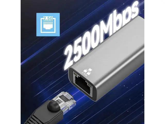 Alt view image 7 of 7 - 2500Mbps 2.5Gbps to USB3.0 Type-A GBE Gigabit 1000Mbps Ethernet Network LAN Cable Adapter for Desktop Motherboard UT-028-TA