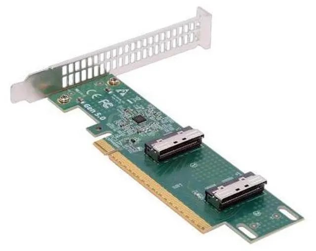Main image of PCIE5.0 PCI-Express 16x to Dual MCIO 8i Mini Cool Edge IO SFF-TA-1016 VROC Virtual RAID Adapter for Mainboard SSD Graphics Card