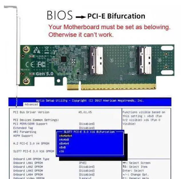 Alt view image 5 of 7 - PCIE5.0 PCI-Express 16x to Dual MCIO 8i Mini Cool Edge IO SFF-TA-1016 VROC Virtual RAID Adapter for Mainboard SSD Graphics Card