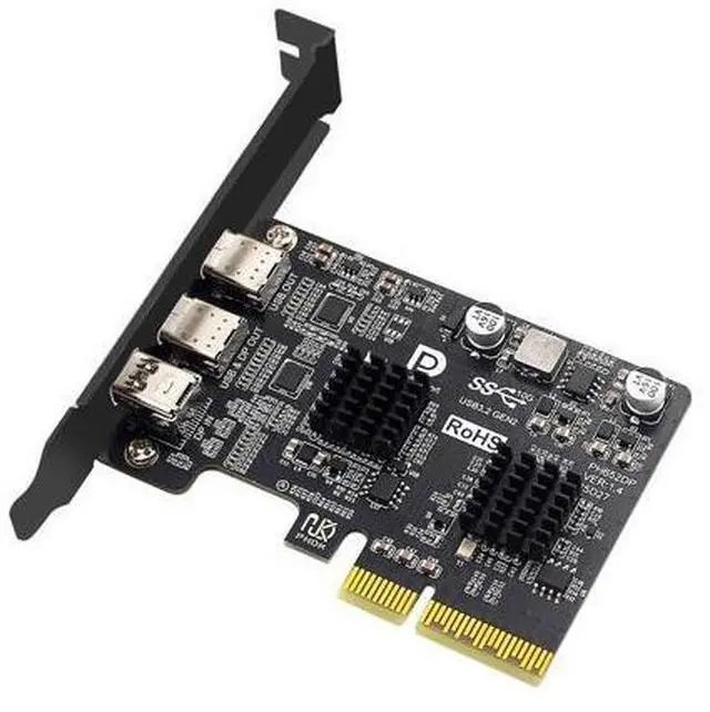 Main image of PCI-E Express 4x & Mini Displayport 1.4 Input to Dual 10Gbps USB 3.1 Type-C USB-C & 4K 60hz Output Desktop Graphics Expansion Card Adapter ASM3142