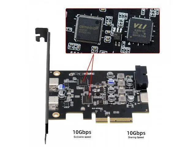 Alt view image 3 of 7 - 10Gbps Type-E USB 3.1 Front Panel Socket & USB3.0 19Pin/20Pin & Dual Type-C USB-C to PCI-E Express Card Adapter ASM3142 VL822