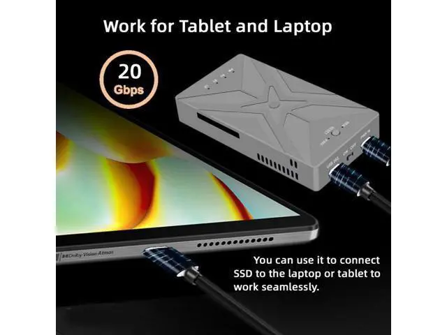 Alt view image 7 of 7 - Dual NVME M.2 NGFF M-Key to USB-C Type-C Raid0 Raid1 JBOD Big Enclosure 20Gbps with Fan Raid0 Hyper Adapter