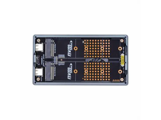 Alt view image 2 of 7 - Dual NVME M.2 NGFF M-Key to Type-C USB-C Raid0 Raid1 JBOD Big Enclosure 20Gbps with Fan Raid0 Hyper Adapter UC-031
