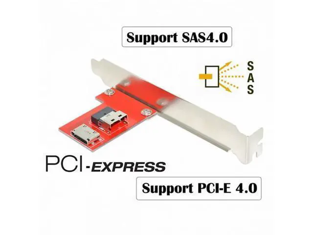 Alt view image 2 of 7 - PCI-Express 4.0 Slimline SAS SFF-8654 to Oculink SFF-8611 SFF-8612 PCBA Female Adapter With Bracket SF-043