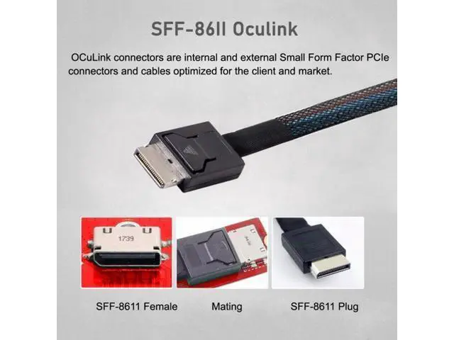Alt view image 4 of 7 - PCI-Express 4.0 Slimline SAS SFF-8654 to Oculink SFF-8611 SFF-8612 PCBA Female Adapter With Bracket SF-043