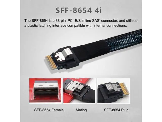 Alt view image 5 of 7 - PCI-Express 4.0 Slimline SAS SFF-8654 to Oculink SFF-8611 SFF-8612 PCBA Female Adapter With Bracket SF-043