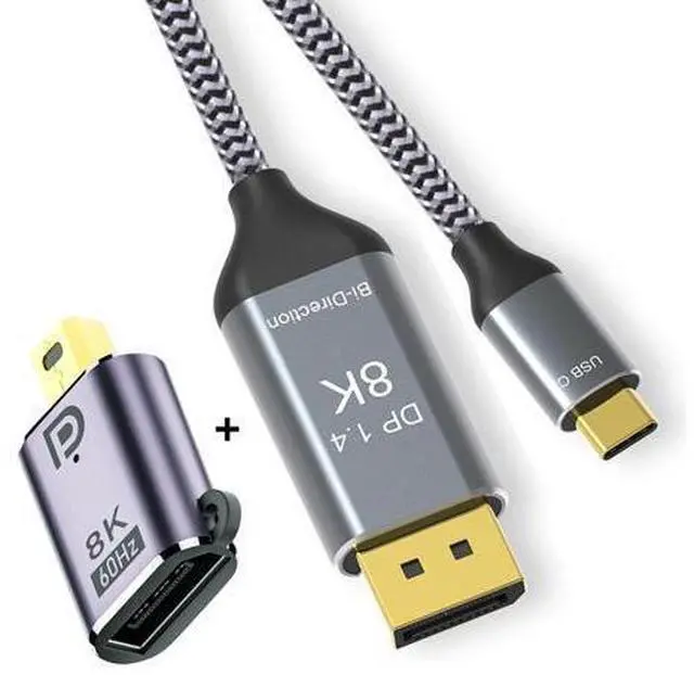 Main image of Reversible Mini DisplayPort DP Source to USB 3.1 Type C USB-C Displays Male 8K HDTV Cable for Laptop Monitor 1.8m
