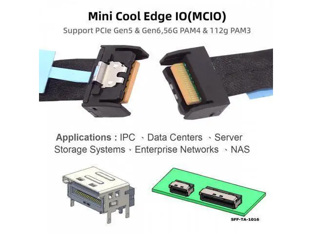 Alt view image 7 of 7 - PCI-E 5.0 Mini Cool Edge IO MCIO PCI-E 4i 38Pin Male to MCIO 4i SFF-TA-1016 Extender Cable 50cm