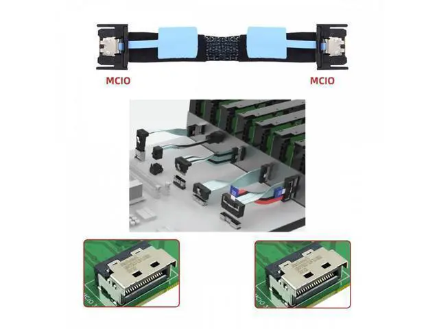 Alt view image 5 of 7 - PCI-E 5.0 Mini Cool Edge IO MCIO PCI-E 4i 38Pin Male to MCIO 4i SFF-TA-1016 Extender Cable 50cm