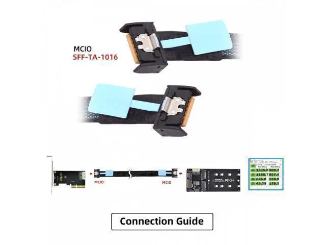 Alt view image 4 of 7 - PCI-E 5.0 Mini Cool Edge IO MCIO PCI-E 4i 38Pin Male to MCIO 4i SFF-TA-1016 Extender Cable 50cm