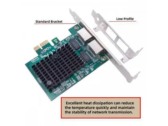 Alt view image 2 of 7 - Dual Ports 2500Mbps 2.5Gbps to PCI-E PCI Express 1x GBE Gigabit 1000Mbps Ethernet Network LAN Cable Adapter for Desktop Motherboard UT-027-2P