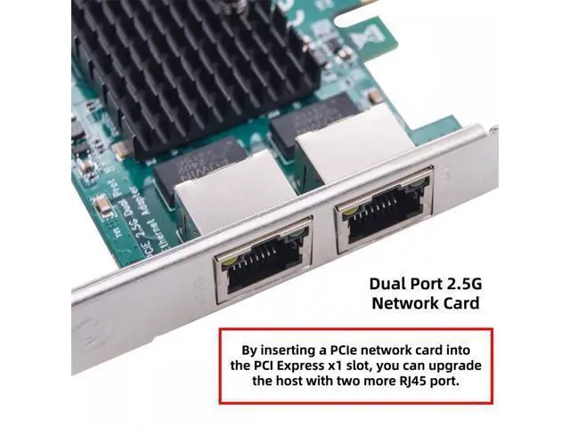 Alt view image 3 of 7 - Dual Ports 2500Mbps 2.5Gbps to PCI-E PCI Express 1x GBE Gigabit 1000Mbps Ethernet Network LAN Cable Adapter for Desktop Motherboard UT-027-2P