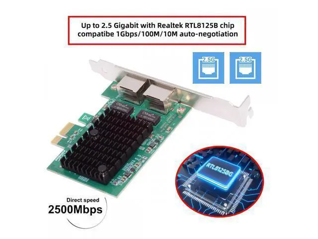 Alt view image 6 of 7 - Dual Ports 2500Mbps 2.5Gbps to PCI-E PCI Express 1x GBE Gigabit 1000Mbps Ethernet Network LAN Cable Adapter for Desktop Motherboard UT-027-2P