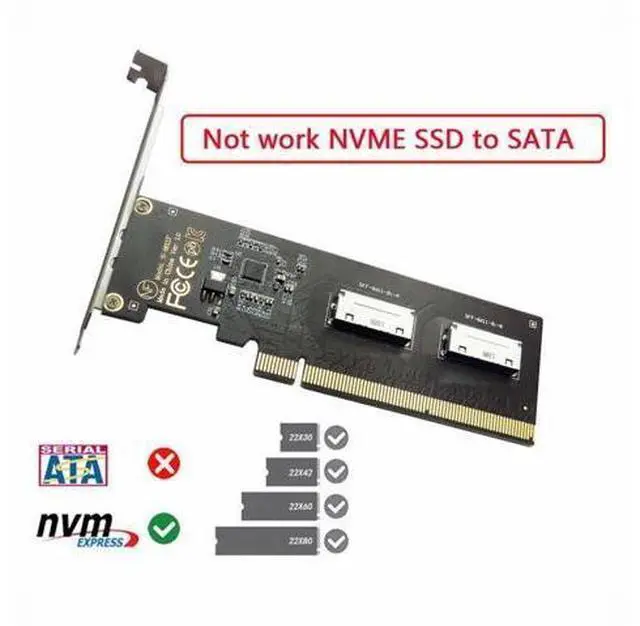 Alt view image 2 of 7 - PCIE PCI-Express 16x to Dual Oculink SFF-8612 SFF-8611 8x VROC Adapter for Mainboard SSD Graphics Card SF-057-OC02