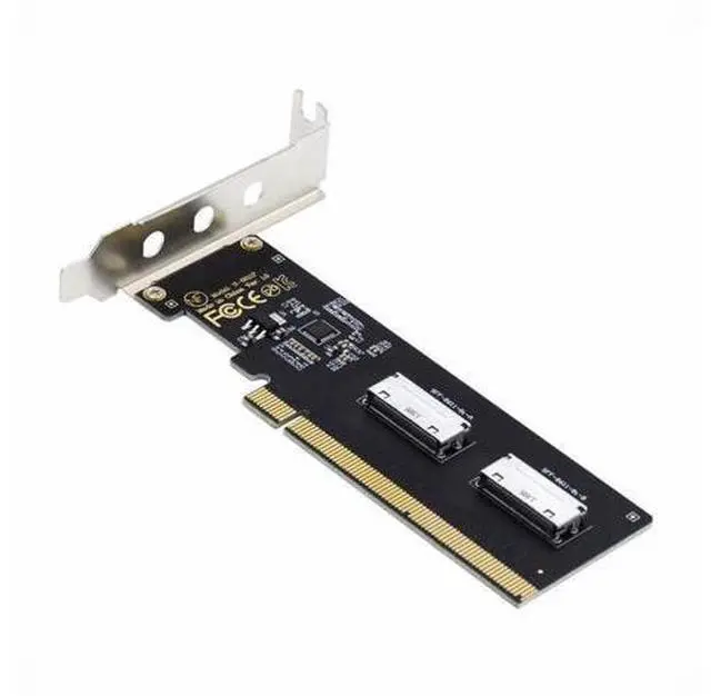 Main image of PCIE PCI-Express 16x to Dual Oculink SFF-8612 SFF-8611 8x VROC Adapter for Mainboard SSD Graphics Card SF-057-OC02
