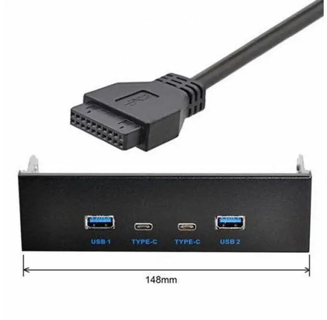 Main image of USB-C USB 3.0 HUB 4 Ports Front Panel to Motherboard 20Pin Connector Cable for 5.25" CD-ROM Bay U3-081-CF