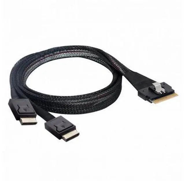 Main image of PCI-E Ultraport Slimline SAS Slim 4.0 SFF-8654 8i 74pin to Dual Oculink SFF-8611 Cable 50cm PCI-Express SF-038