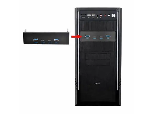 Alt view image 5 of 6 - USB-C USB 3.0 HUB 4 Ports Front Panel to Motherboard 20Pin Connector Cable for 5.25" CD-ROM Bay U3-081-CF