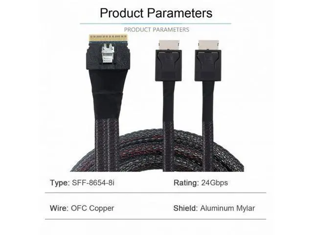 Alt view image 5 of 7 - PCI-E Ultraport Slimline SAS Slim 4.0 SFF-8654 8i 74pin to Dual Oculink SFF-8611 Cable 50cm PCI-Express SF-038