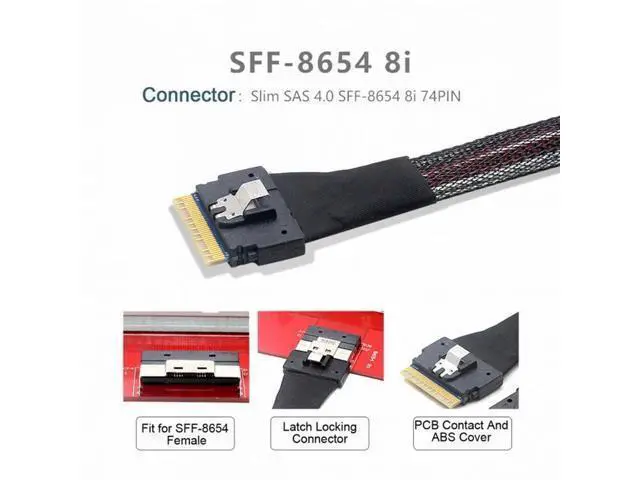 Alt view image 4 of 7 - PCI-E Ultraport Slimline SAS Slim 4.0 SFF-8654 8i 74pin to Dual Oculink SFF-8611 Cable 50cm PCI-Express SF-038