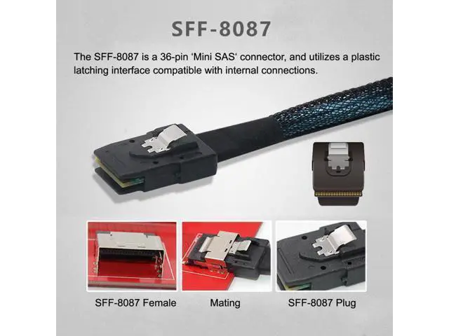 Alt view image 4 of 7 - Internal Mini SAS SFF-8087 Male to External SFF-8088 Female Extension Cable PCBA With Low Profile Bracket SF-083-36PIN