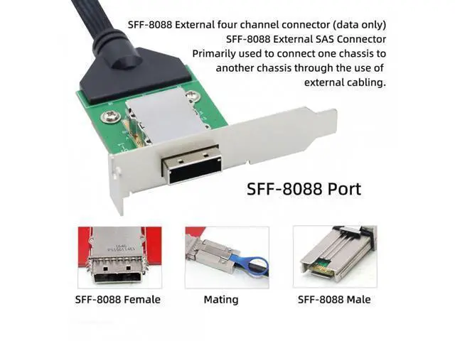 Alt view image 5 of 7 - Internal Mini SAS SFF-8087 Male to External SFF-8088 Female Extension Cable PCBA With Low Profile Bracket SF-083-36PIN