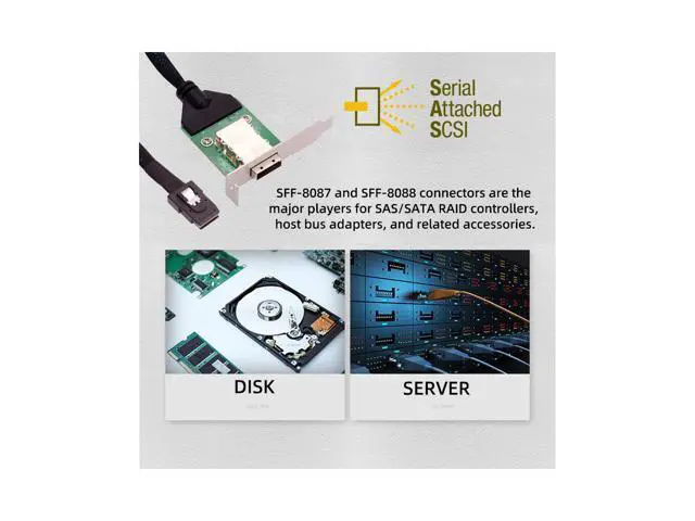 Alt view image 6 of 7 - Internal Mini SAS SFF-8087 Male to External SFF-8088 Female Extension Cable PCBA With Low Profile Bracket SF-083-36PIN