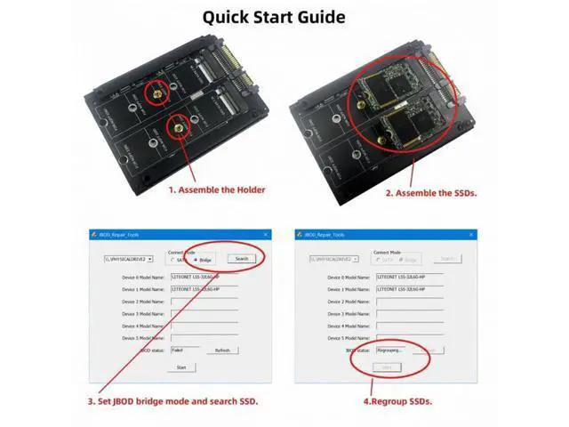 Alt view image 4 of 7 - Dual NGFF B+M Key M.2 SSD Card JBOD Raid0 Span Bridge to 2.5inch SATA Combo HDD Disk Drive Enclosure SA-031