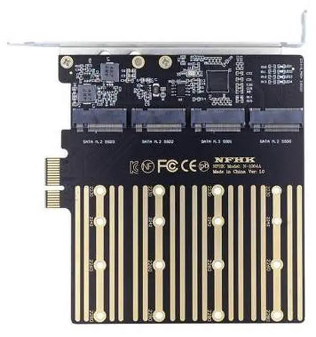 Main image of Four SATA NGFF Key B+M SSD to PCI-E 1x Mainboard Desktop Adapter Converter SSD Card ASM1064 2280