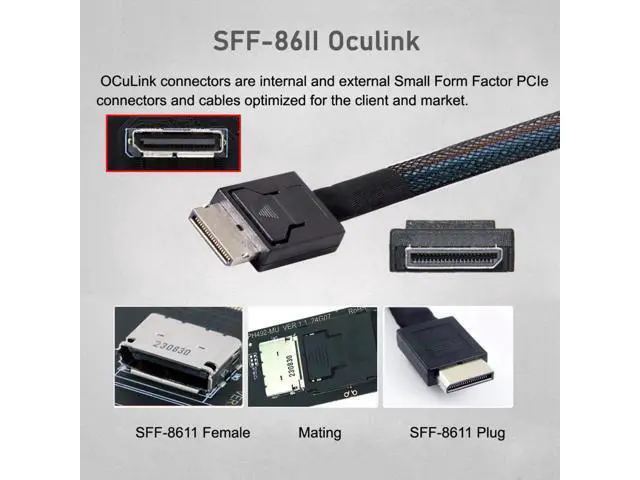 Alt view image 3 of 7 - 2280 NGFF PCI-E4.0 M.2 M-key to Oculink SFF-8612 SFF-8611 Host Cable 30cm with Bracket for NVME U.2 SSD eGPU SF-023-2280CA
