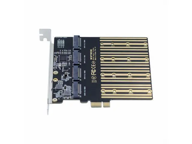 Alt view image 2 of 7 - Four SATA NGFF Key B+M SSD to PCI-E 1x Mainboard Desktop Adapter Converter SSD Card ASM1064 2280 SA-061
