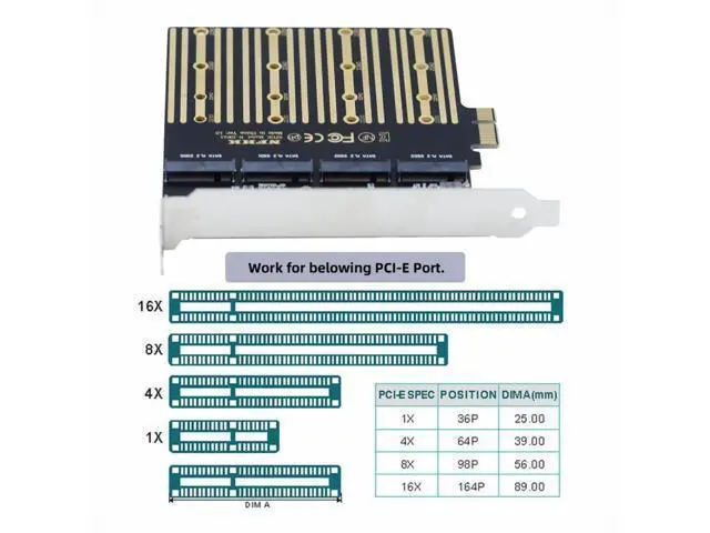 Alt view image 5 of 7 - Four SATA NGFF Key B+M SSD to PCI-E 1x Mainboard Desktop Adapter Converter SSD Card ASM1064 2280 SA-061