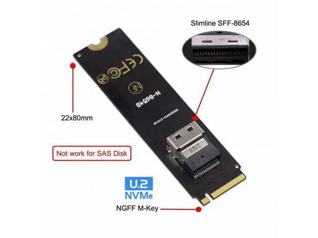 Alt view image 4 of 7 - NGFF M-Key NVME to SFF-8654 Slimline SAS Card Adapter and U.2 U2 SFF-8639 NVME PCIe SSD Cable for Mainboard SSD SF-013+104