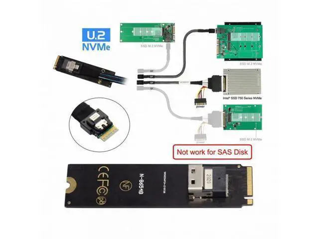 Alt view image 7 of 7 - NGFF M-Key NVME to SFF-8654 Slimline SAS Card Adapter and U.2 U2 SFF-8639 NVME PCIe SSD Cable for Mainboard SSD SF-013+104
