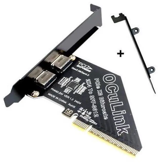 Main image of PCI-Express 4.0 PCIE 8x Detachable to Dual Oculink SFF-8612 SFF-8611 VROC Raid0 Adapter for U.2 SSD eGPU External Graphics Card Dock