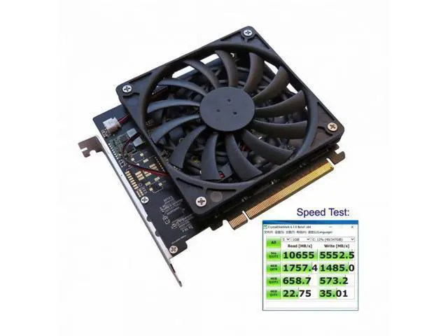 Alt view image 3 of 7 - 4X NVME M.2 AHCI to PCI-E Express 3.0 Gen3 X16 Raid Card with Fan VROC Raid0 Hyper Adapter SA-024-NV003
