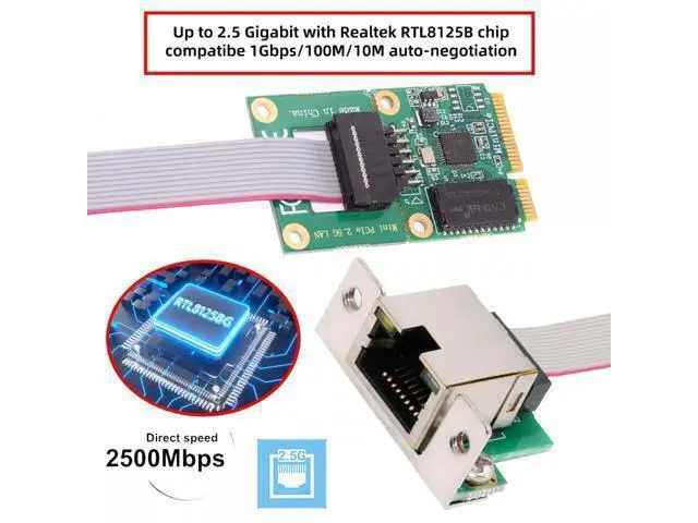 Alt view image 5 of 7 - 2500Mbps 2.5Gbps to Mini PCI-E PCI Express GBE Gigabit 1000Mbps Ethernet Network LAN Cable Adapter for Desktop Motherboard UT-028-MN