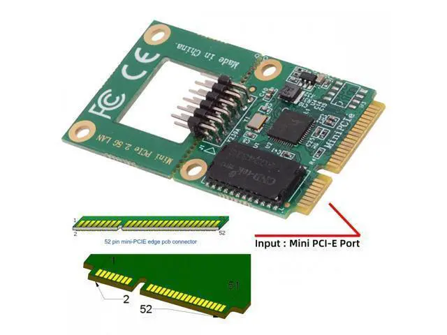 Alt view image 3 of 7 - 2500Mbps 2.5Gbps to Mini PCI-E PCI Express GBE Gigabit 1000Mbps Ethernet Network LAN Cable Adapter for Desktop Motherboard UT-028-MN