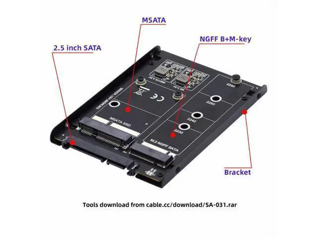 Alt view image 4 of 7 - Dual MSATA NGFF B+M SSD Card JBOD Raid0 Span Bridge to 2.5inch SATA Combo HDD Disk Drive Enclosure SA-060