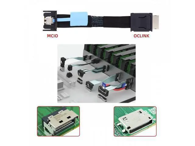 Alt view image 6 of 7 - PCI-E 5.0 Mini Cool Edge IO MCIO PCI-E 4i 38Pin Male to SFF-8611 Oculink 4X Extender Cable 50cm SF-077