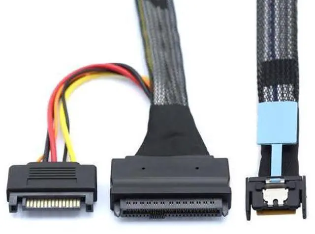 Main image of MCIO 4x Mini Cool Edge IO to U.2 SFF-8639 NVME PCIe PCI-Express Cable for Mainboard SSD SF-081