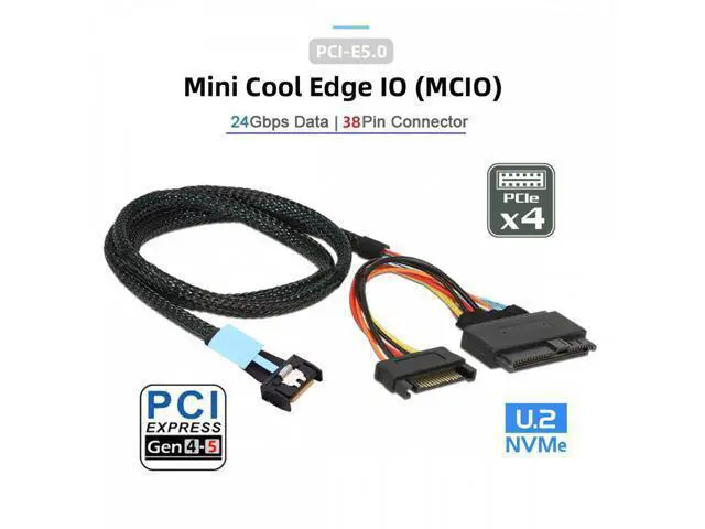 Alt view image 4 of 7 - MCIO 4x Mini Cool Edge IO to U.2 SFF-8639 NVME PCIe PCI-Express Cable for Mainboard SSD SF-081